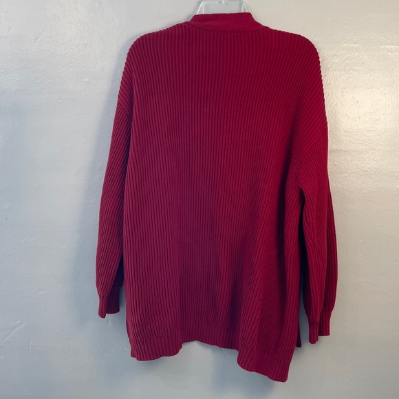 Quince 100% Organic Cotton Oversized Vibrant Red Open-Front Cardigan - Picture 5 of 7